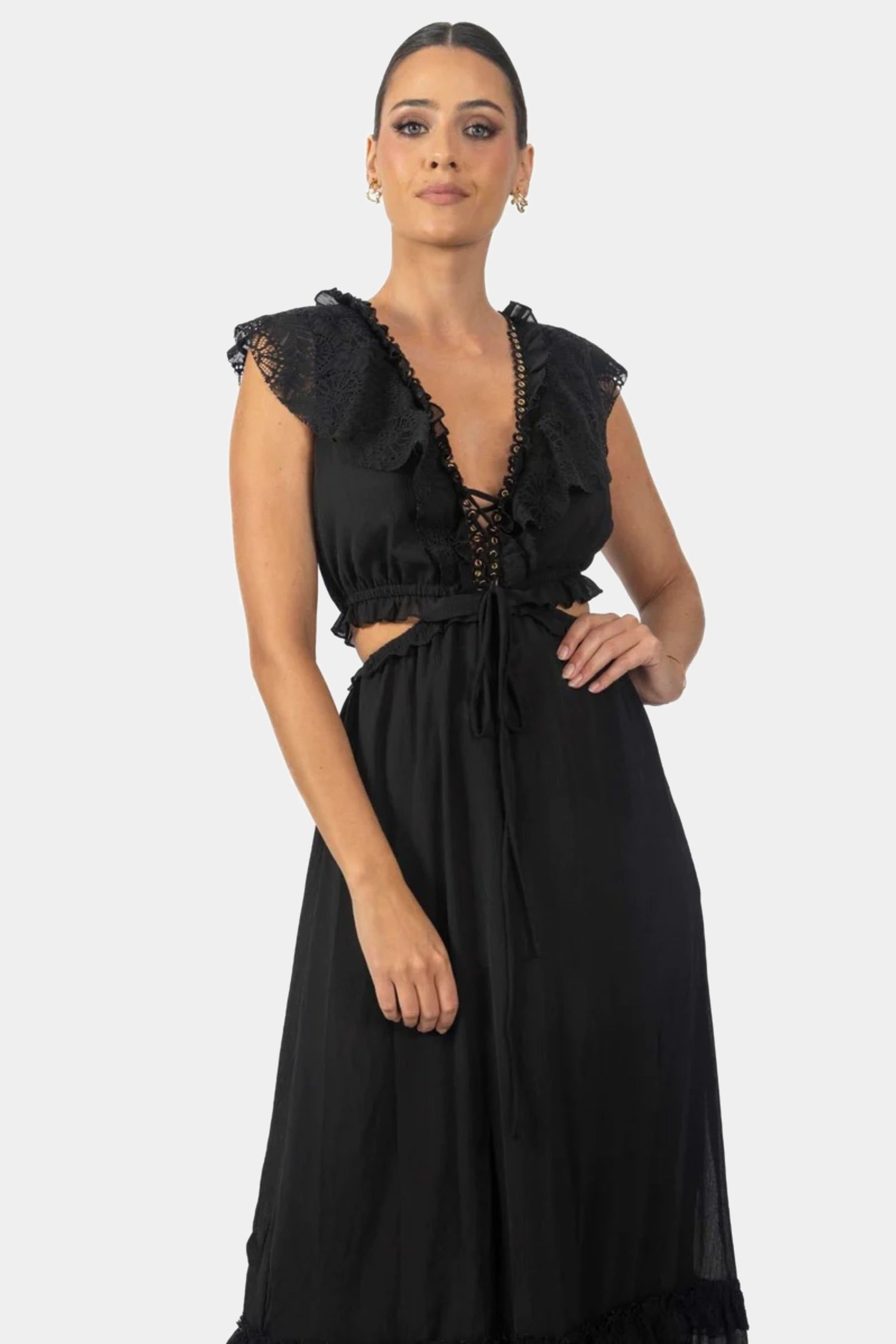 Miah Lace-Up Maxi Dress sold by Lord & Taylor product image thumbnail 4