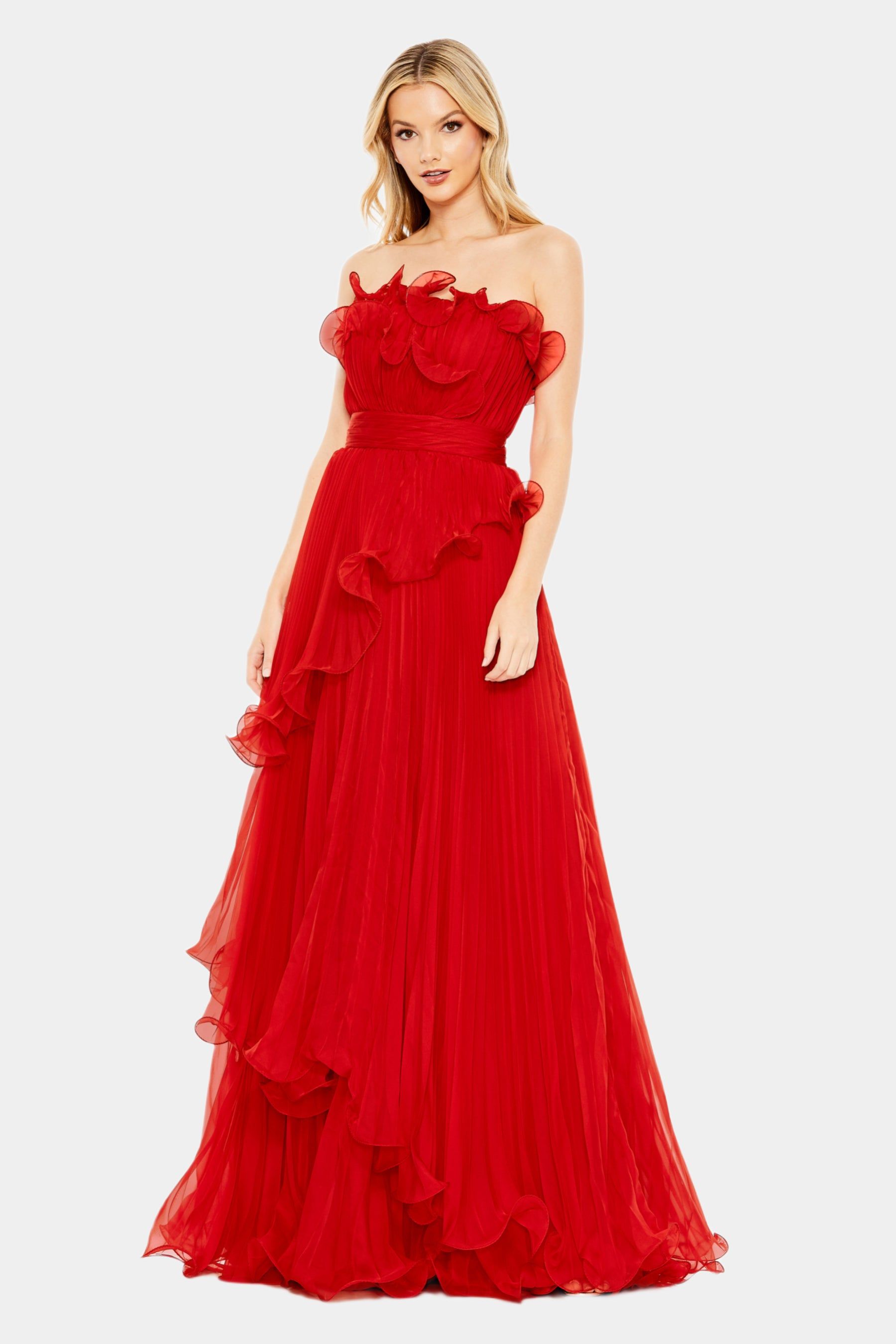 Pleated Tiered Ruffled Strapless Gown sold by Lord & Taylor product image thumbnail 5