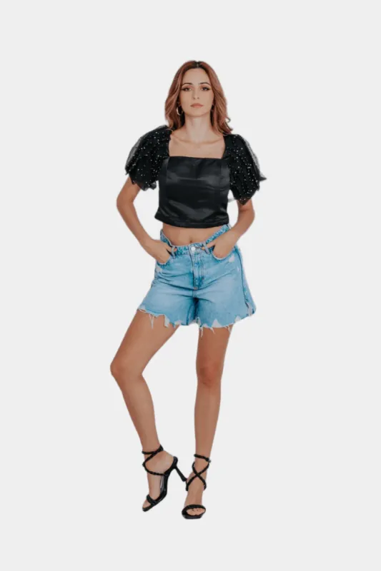 Fiona Ruffle Puff Pleated Sleeves Top sold by Lord & Taylor