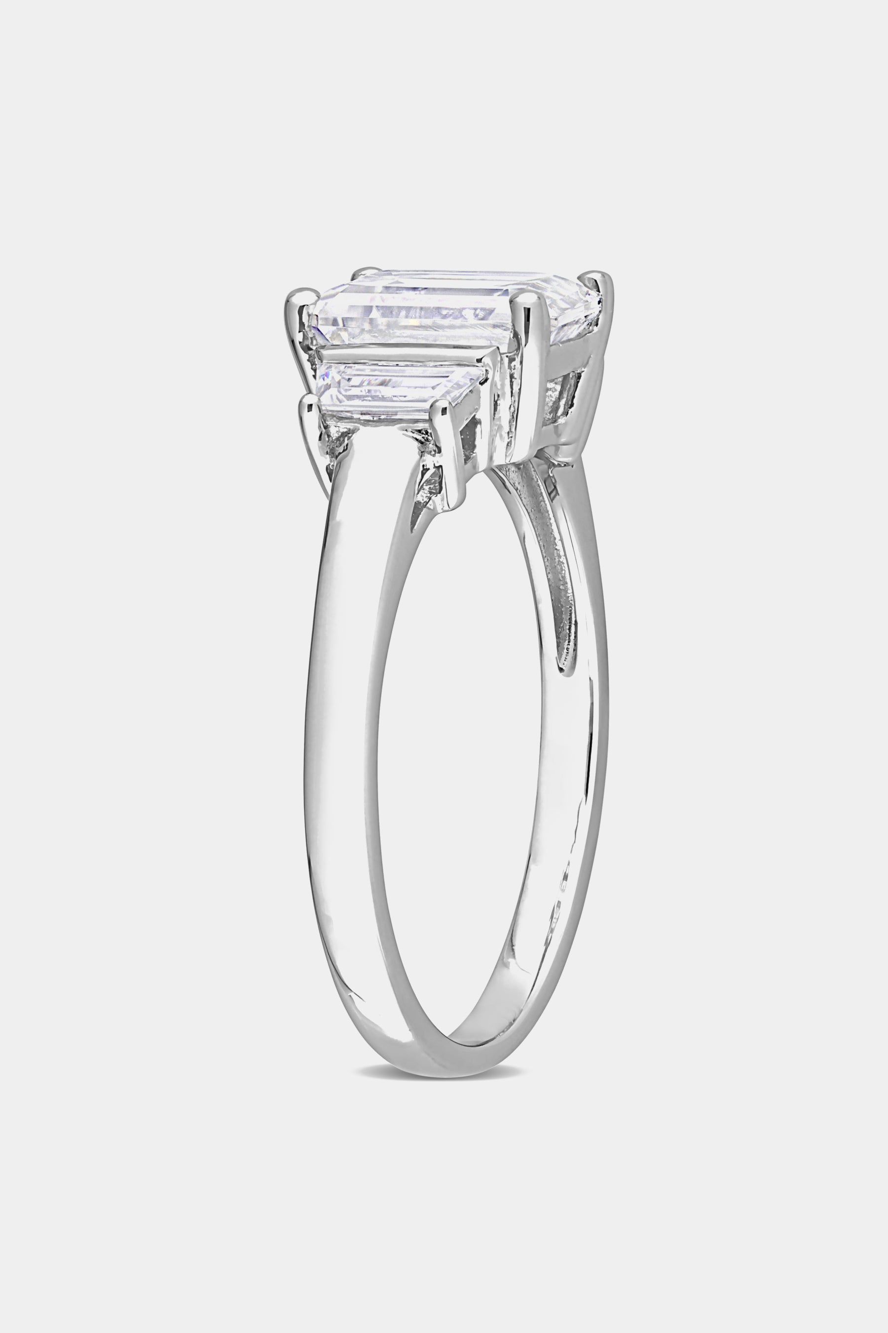 Moissanite Three-Stone Engagement Ring in Sterling Silver sold by Lord & Taylor product image thumbnail 2