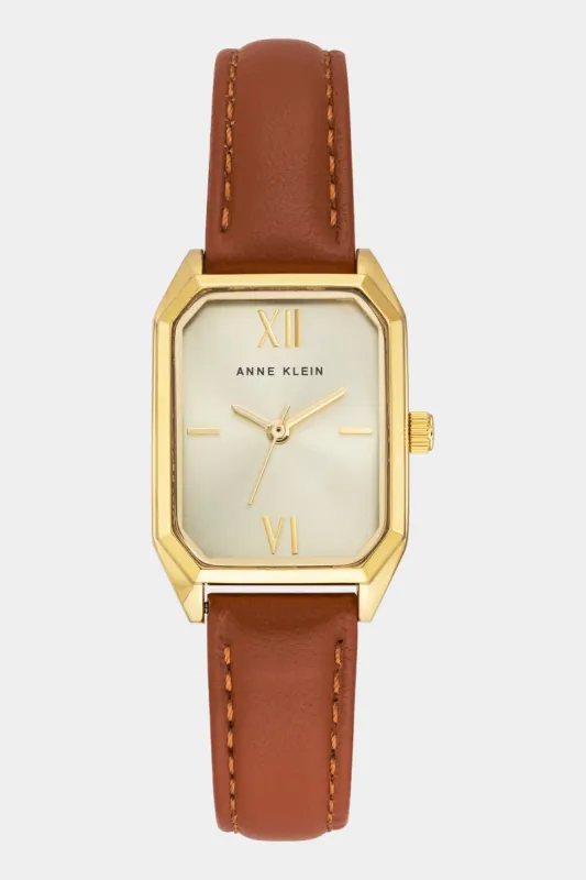 Octagonal Shaped Leather Strap Watch made by Lord & Taylor