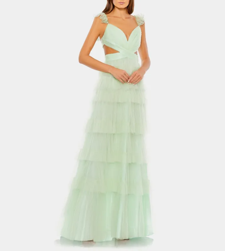 Ruffle Tiered Tulle Cut Out Gown sold by Lord & Taylor