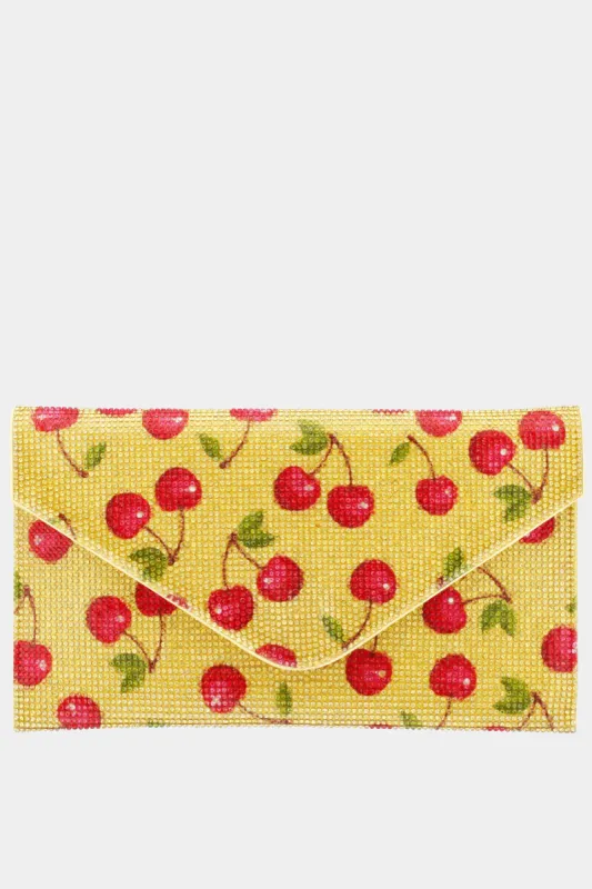 Cherry Print Allover Crystal Clutch sold by Lord & Taylor