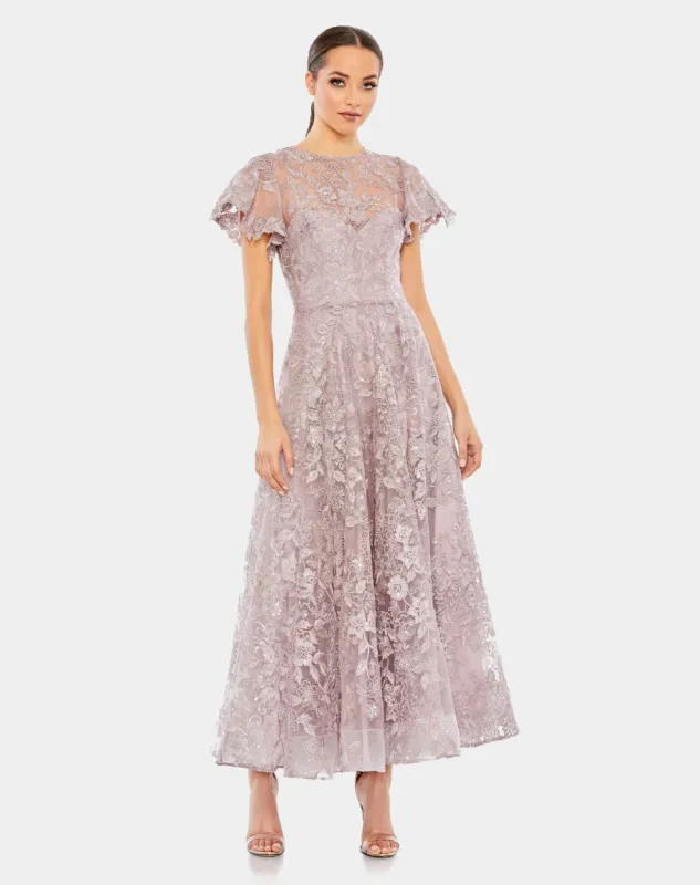 Embroidered High Neck Cap Sleeve A Line Gown sold by Lord & Taylor
