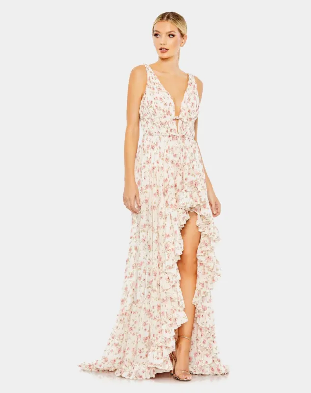 Floral Print Ruffled High Low Gown sold by Lord & Taylor