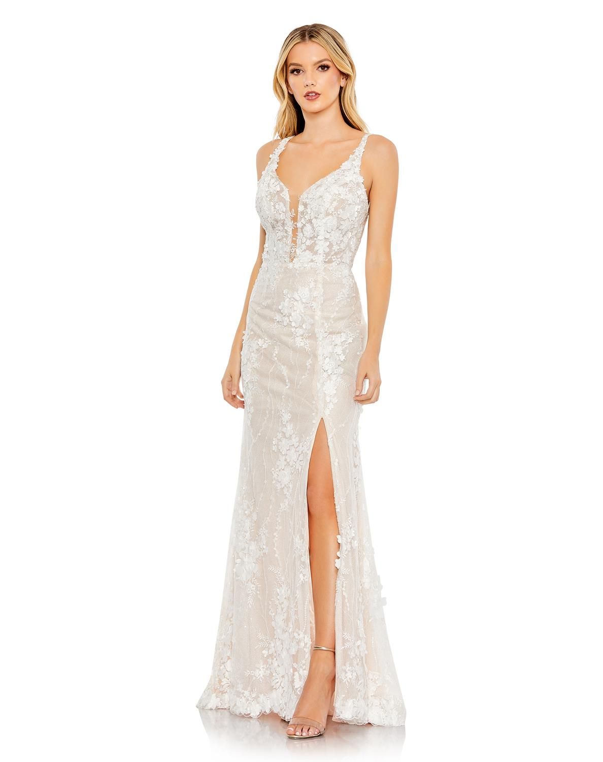 Glitter Floral Applique Sleeveless Mermaid Gown sold by Lord & Taylor product image thumbnail 4