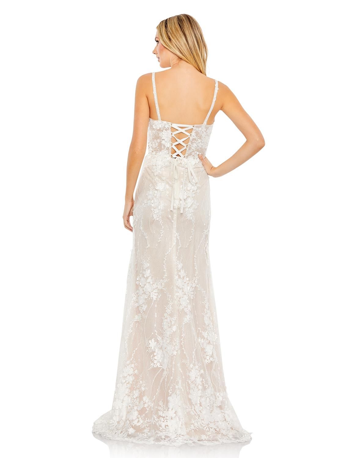 Glitter Floral Applique Sleeveless Mermaid Gown sold by Lord & Taylor product image thumbnail 2