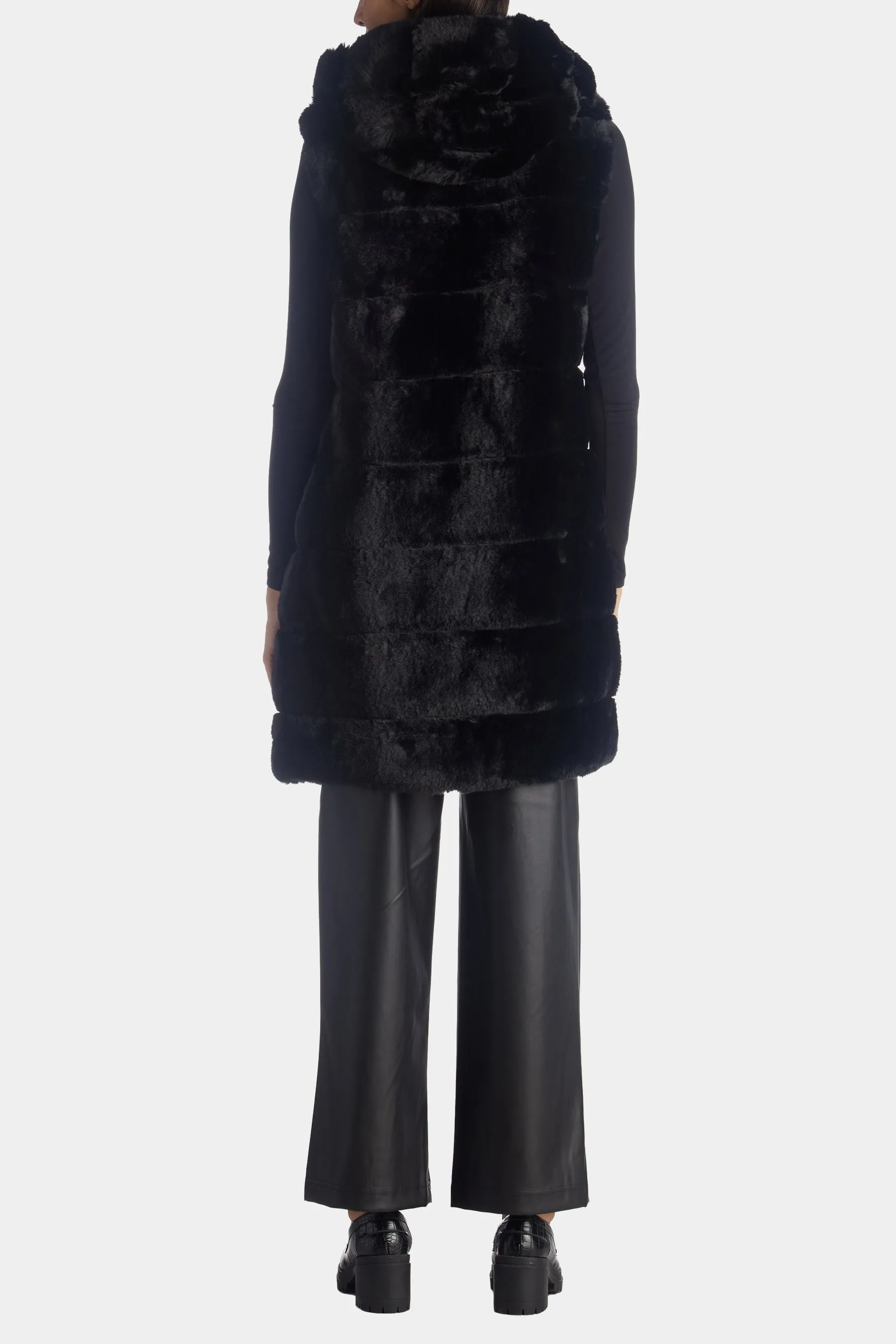 Hooded Grooved Faux Fur Vest sold by Lord & Taylor product image thumbnail 4