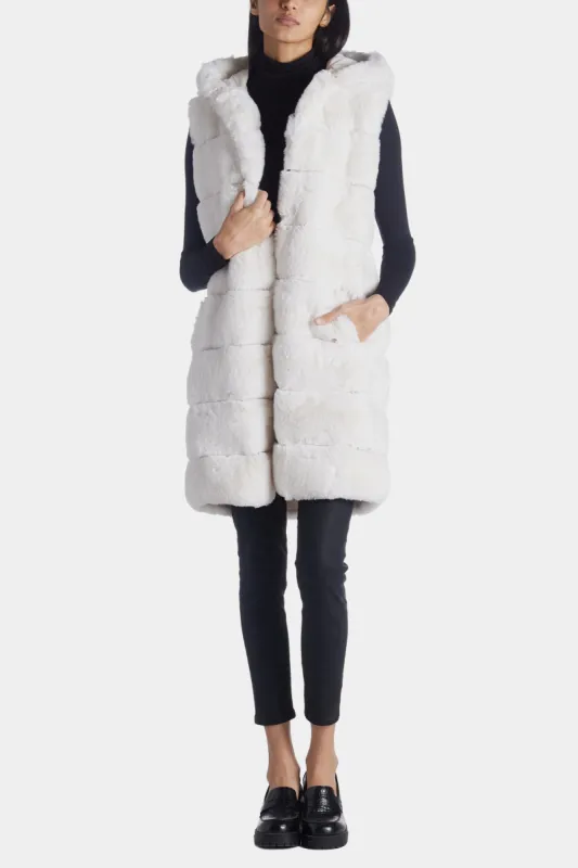 Hooded Grooved Faux Fur Vest sold by Lord & Taylor