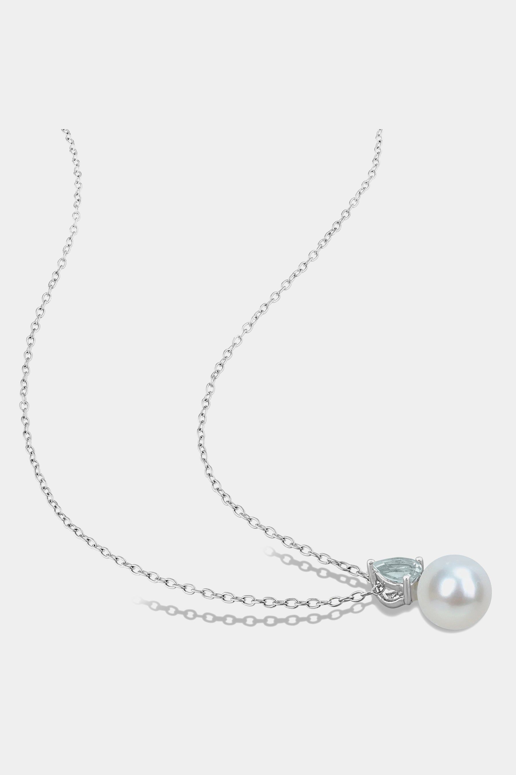 Freshwater Cultured Pearl And Aquamarine Drop Pendant Necklace sold by Lord & Taylor product image thumbnail 3