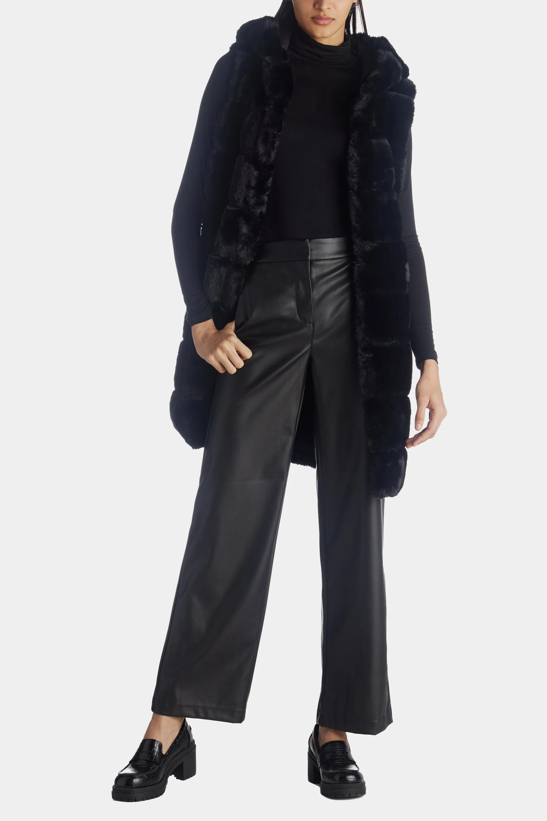 Hooded Grooved Faux Fur Vest sold by Lord & Taylor product image thumbnail 2