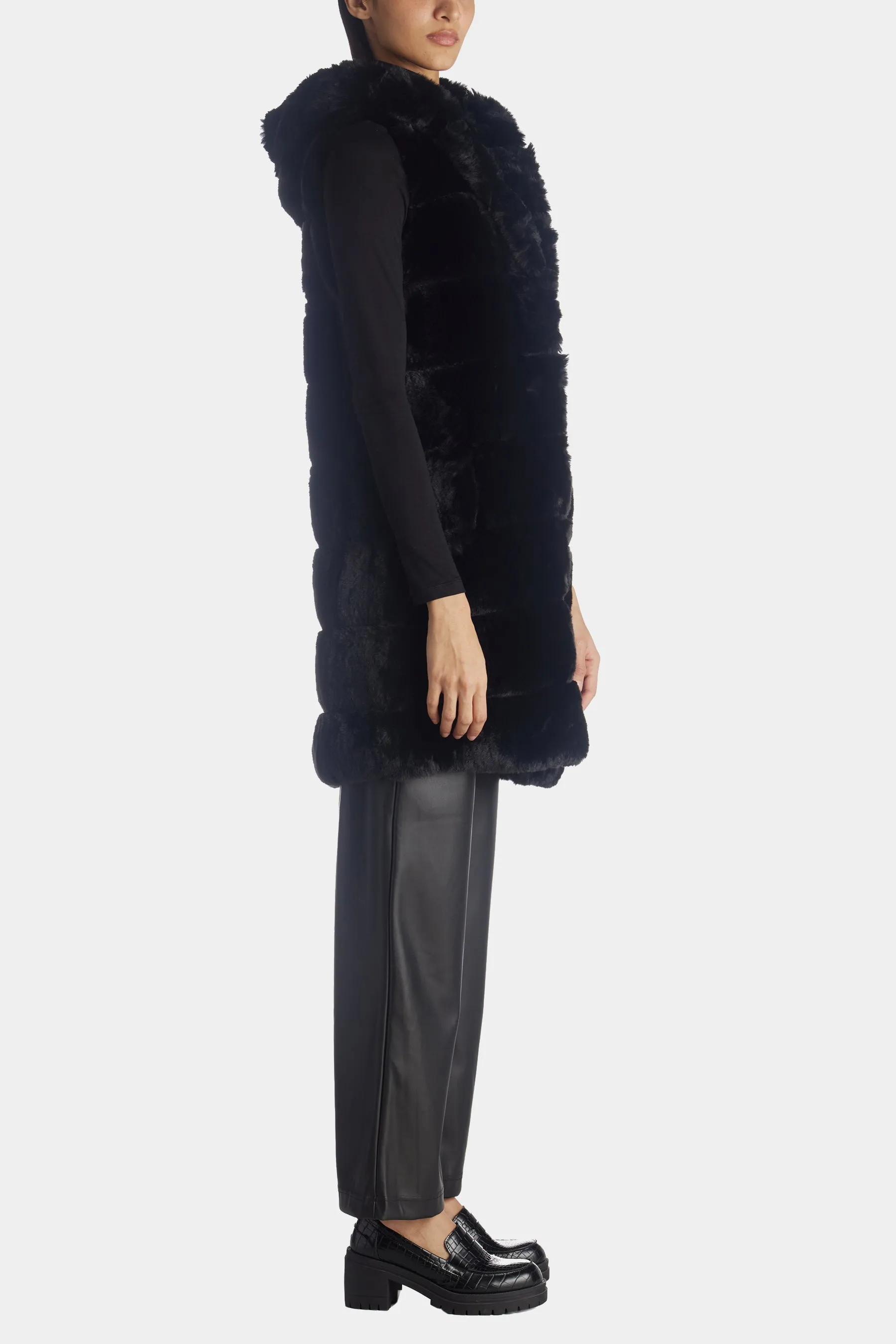 Hooded Grooved Faux Fur Vest sold by Lord & Taylor product image thumbnail 3