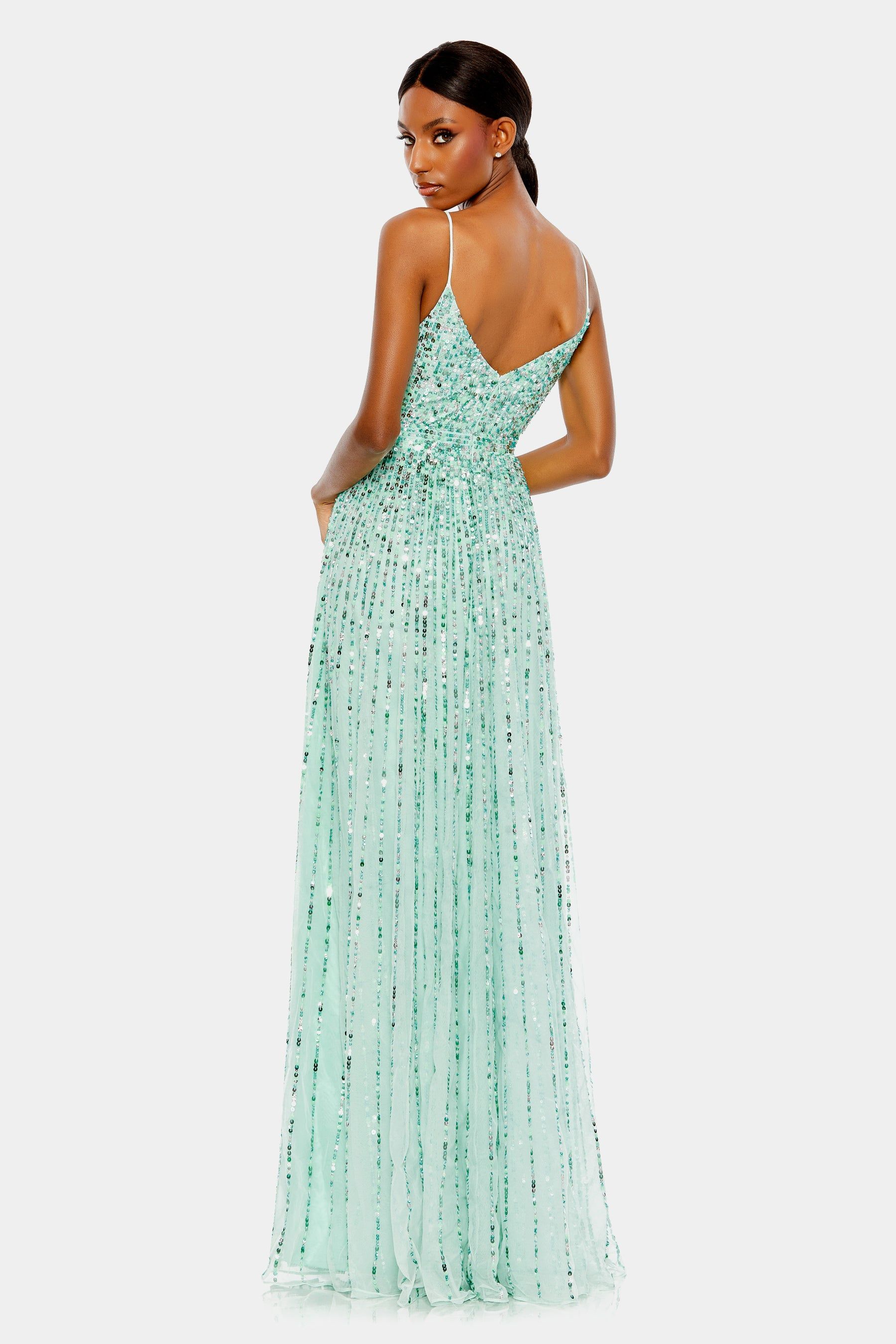Sequined Sleeveless Wrap Over A-Line Gown sold by Lord & Taylor product image thumbnail 2