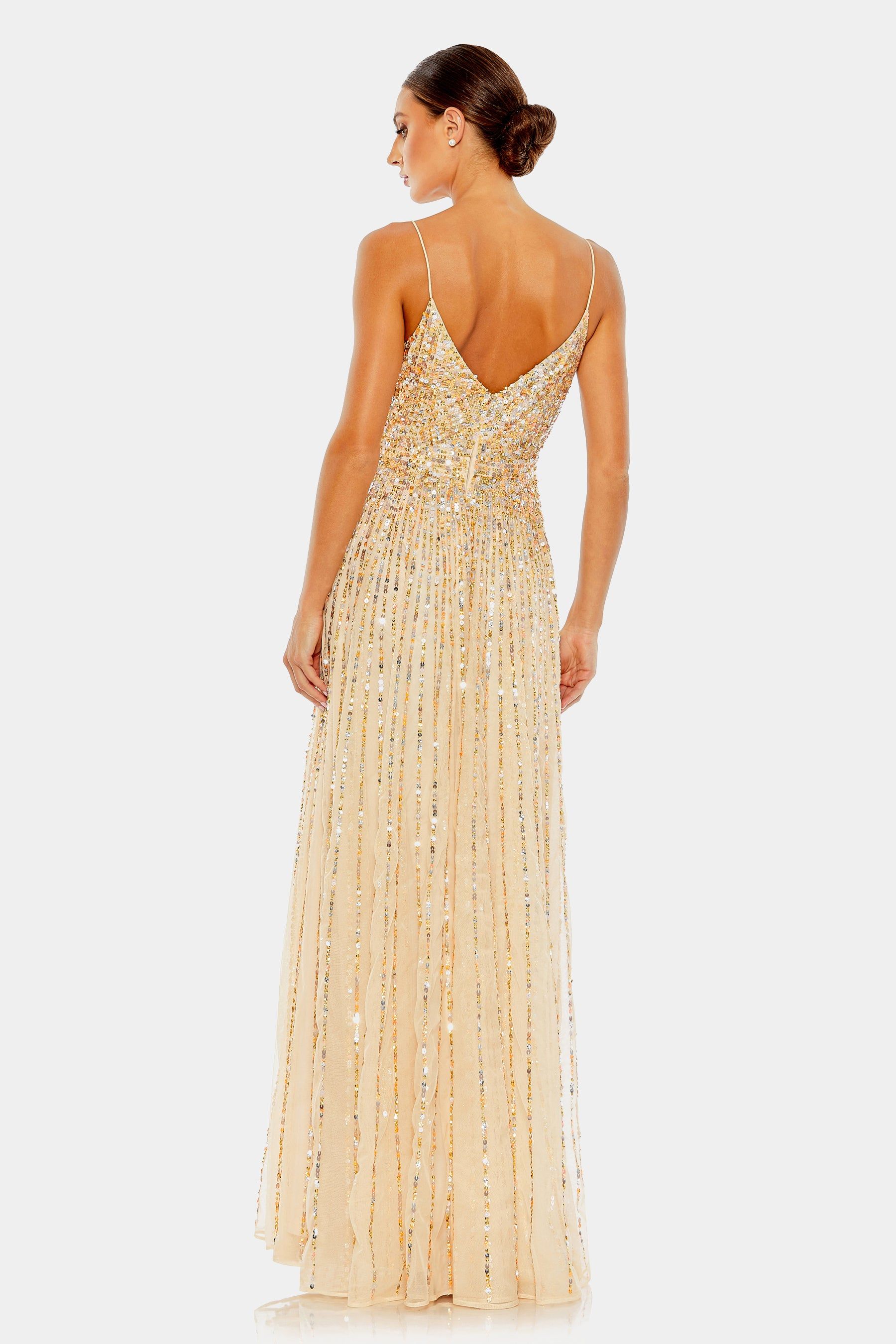 Sequined Sleeveless Wrap Over A-Line Gown sold by Lord & Taylor product image thumbnail 5