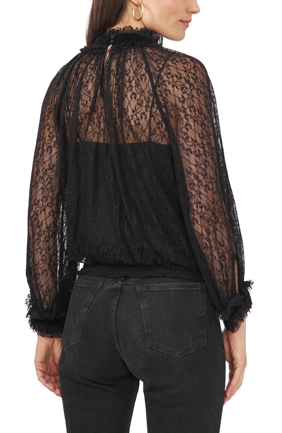 Velvet Balloon Sleeve Lace Blouse sold by Lord & Taylor product image thumbnail 3