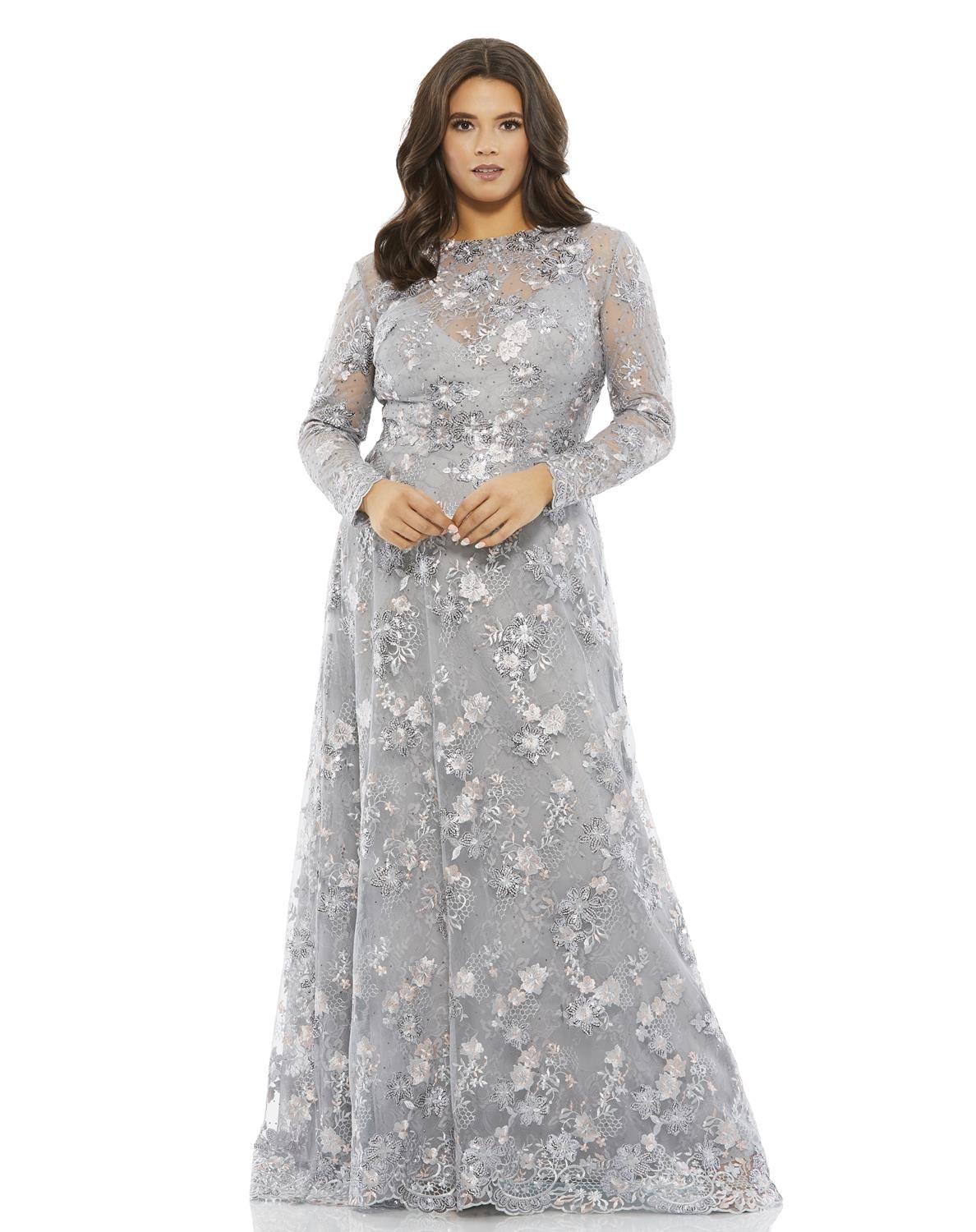 Embellished Illusion Long Sleeve A Line Gown sold by Lord & Taylor product image thumbnail 5