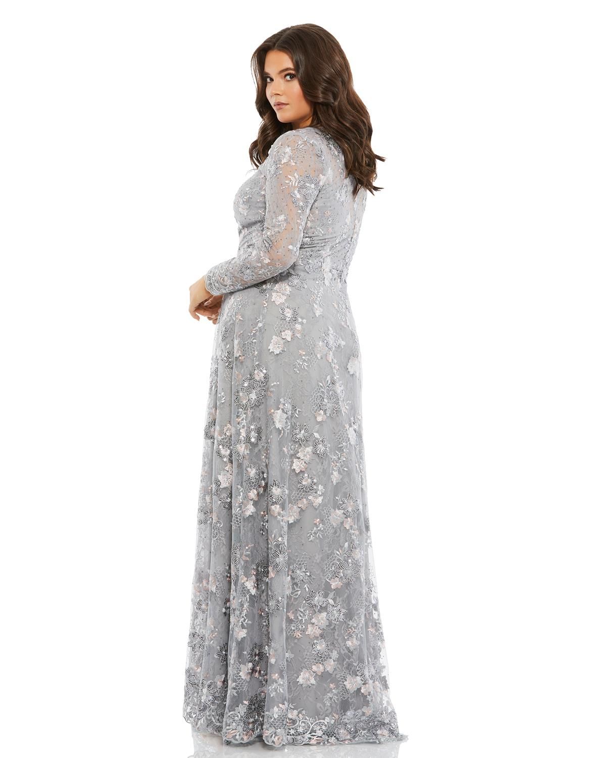 Embellished Illusion Long Sleeve A Line Gown sold by Lord & Taylor product image thumbnail 2