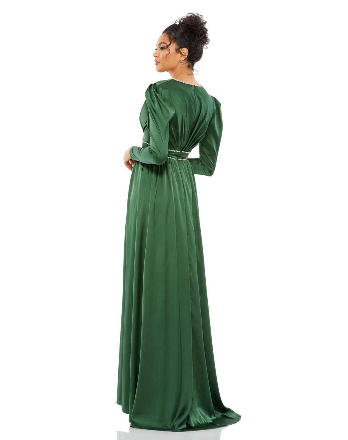 Rhinestone Trim Puff Sleeve Gathered Gown sold by Lord & Taylor product image thumbnail 2