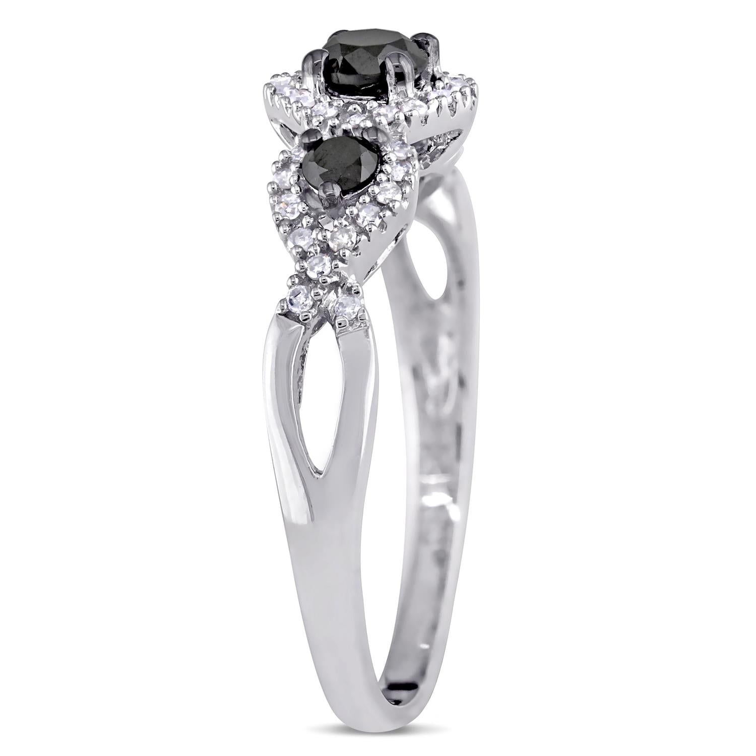 10k White Gold Black and White Diamond Ring sold by Lord & Taylor product image thumbnail 2