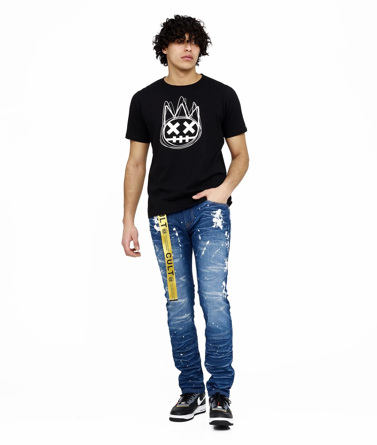 Rocker Platter Print Slim Jeans with Logo Belt sold by Lord & Taylor