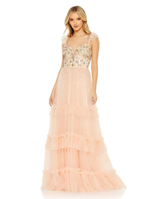 Embellished Ruffle Tiered Sleeveless Gown sold by Lord & Taylor