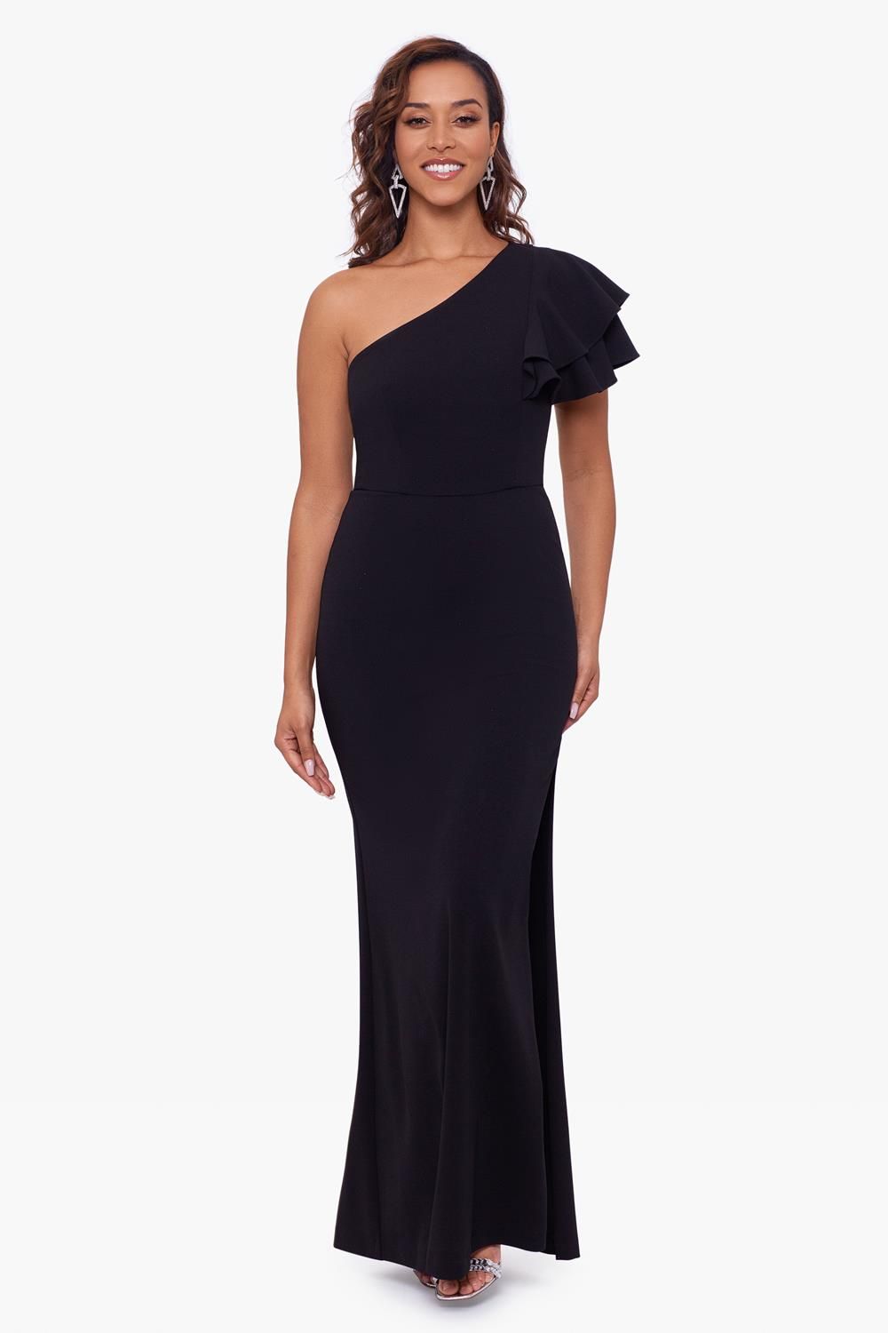 Scuba Crepe One Shoulder Ruffle Dress sold by Lord & Taylor