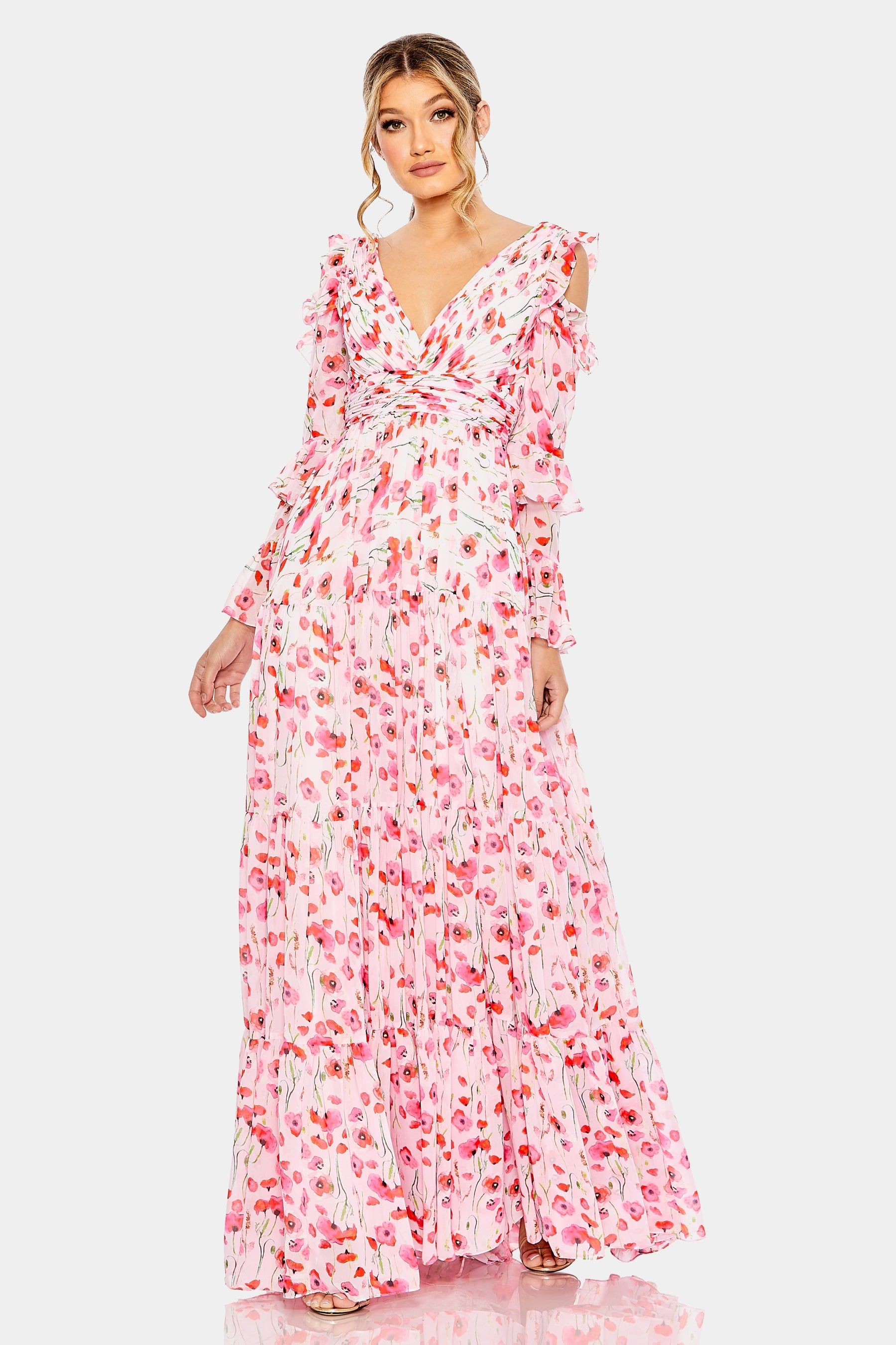 Floral Print Drop Shoulder Ruffle Sleeve Gown sold by Lord & Taylor product image thumbnail 4
