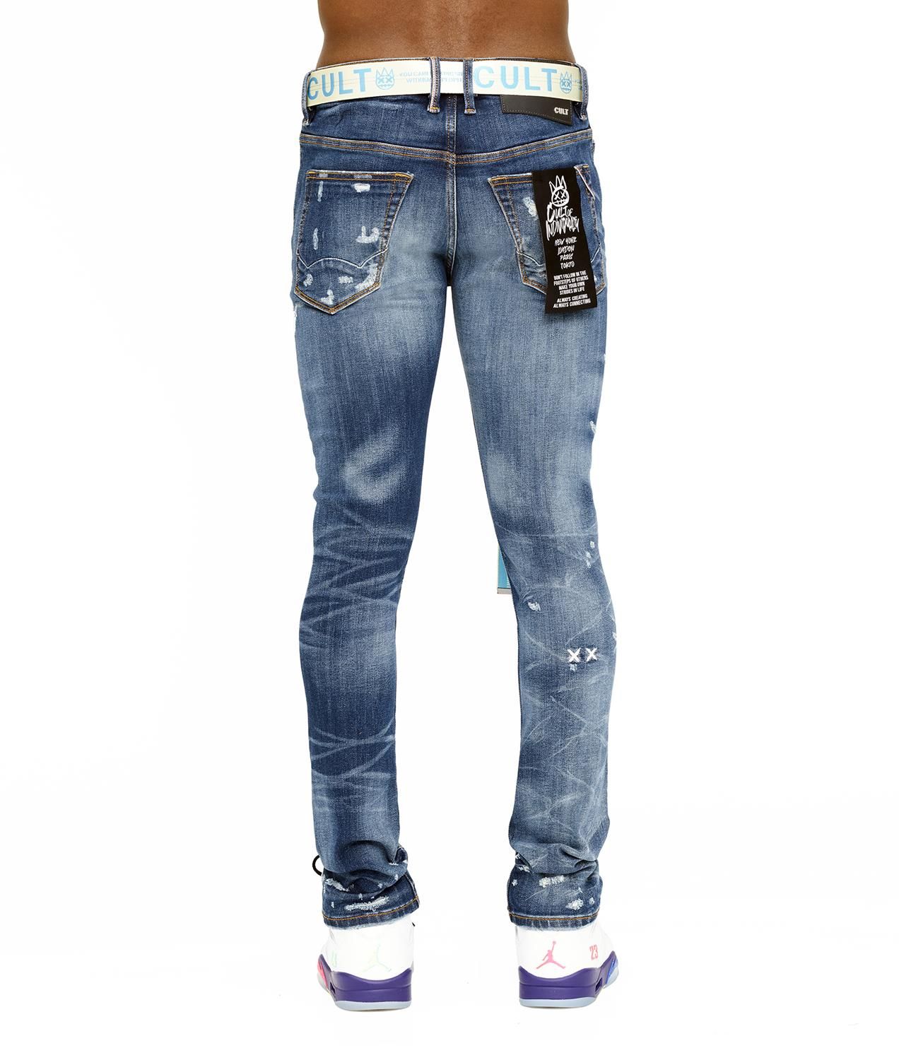 Punk Destruction Super Skinny Jeans with Logo Belt sold by Lord & Taylor product image thumbnail 4