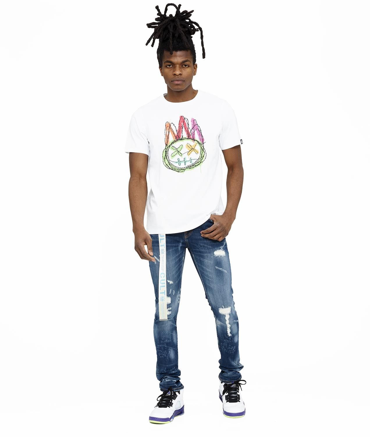 Punk Destruction Super Skinny Jeans with Logo Belt sold by Lord & Taylor product image thumbnail 2