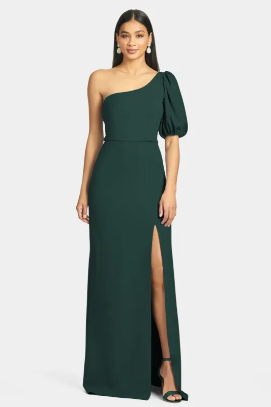 Nadia Puff One-Shoulder Crepe Gown sold by Lord & Taylor