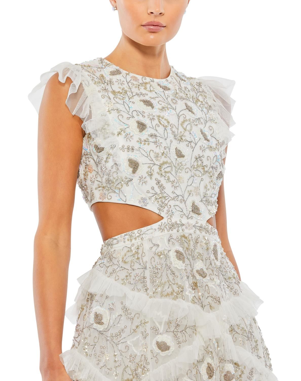 Embellished Jewel Neck Tulle Ruffle Mini Dress sold by Lord & Taylor product image thumbnail 4