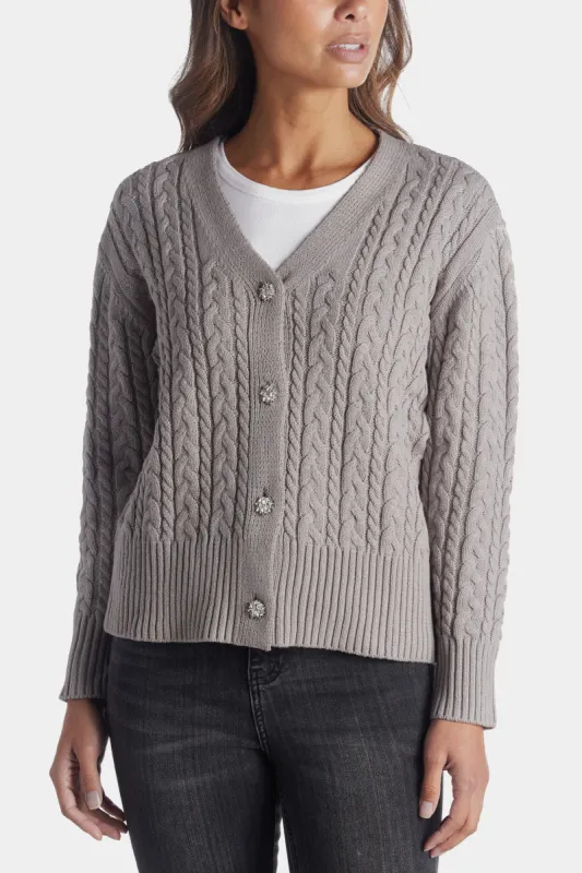 Cable Cardigan With Jewel Buttons sold by Lord & Taylor