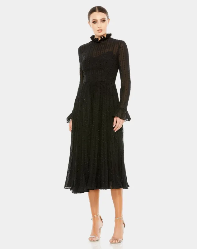 Embroidered Long Sleeve Pleated Dress sold by Lord & Taylor