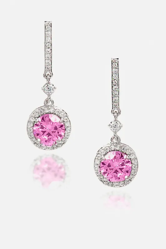 Blush CZ Round Halo Drop Post Earrings sold by Lord & Taylor