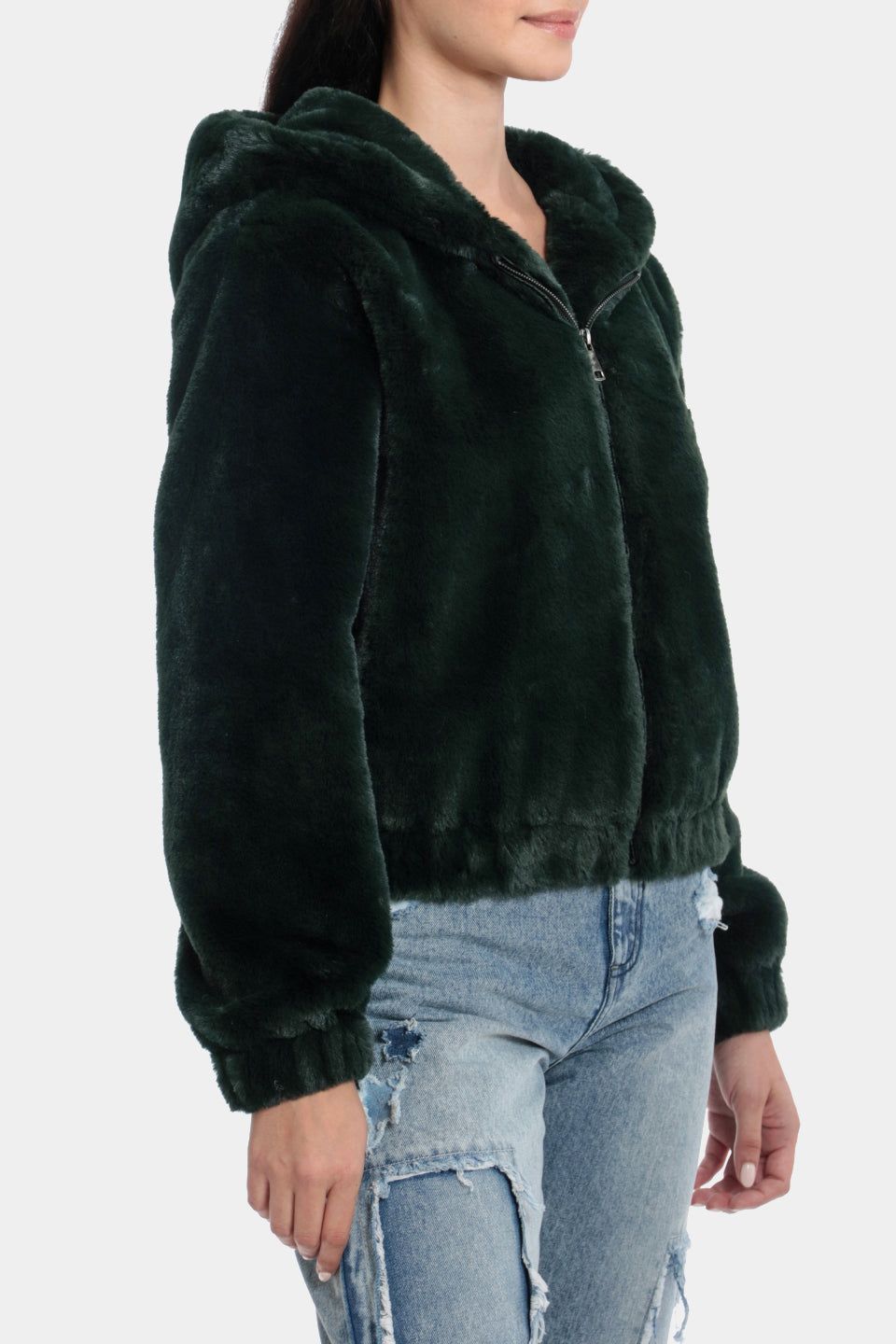 Faux Fur Zip Front Hoodie sold by Lord & Taylor product image thumbnail 7
