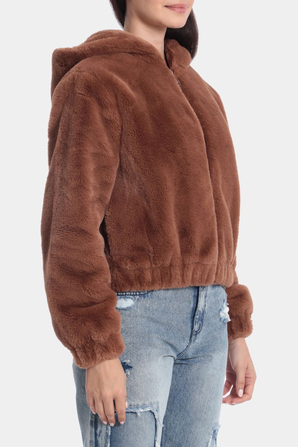 Faux Fur Zip Front Hoodie sold by Lord & Taylor product image thumbnail 4
