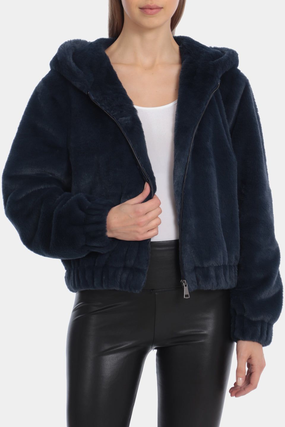 Faux Fur Zip Front Hoodie sold by Lord & Taylor
