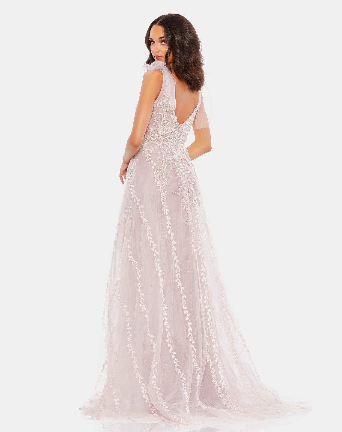 Embellished Soft Tie Sleeveless V Neck Gown sold by Lord & Taylor product image thumbnail 3