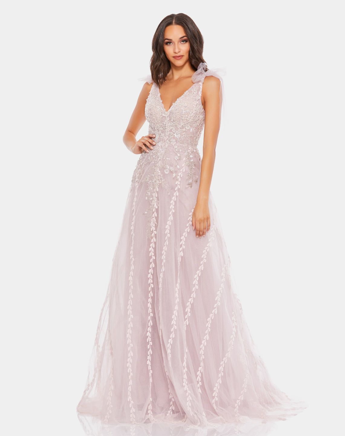 Embellished Soft Tie Sleeveless V Neck Gown sold by Lord & Taylor product image thumbnail 4