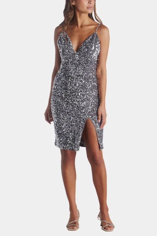 Front Slit Sequin Midi Dress sold by Lord & Taylor