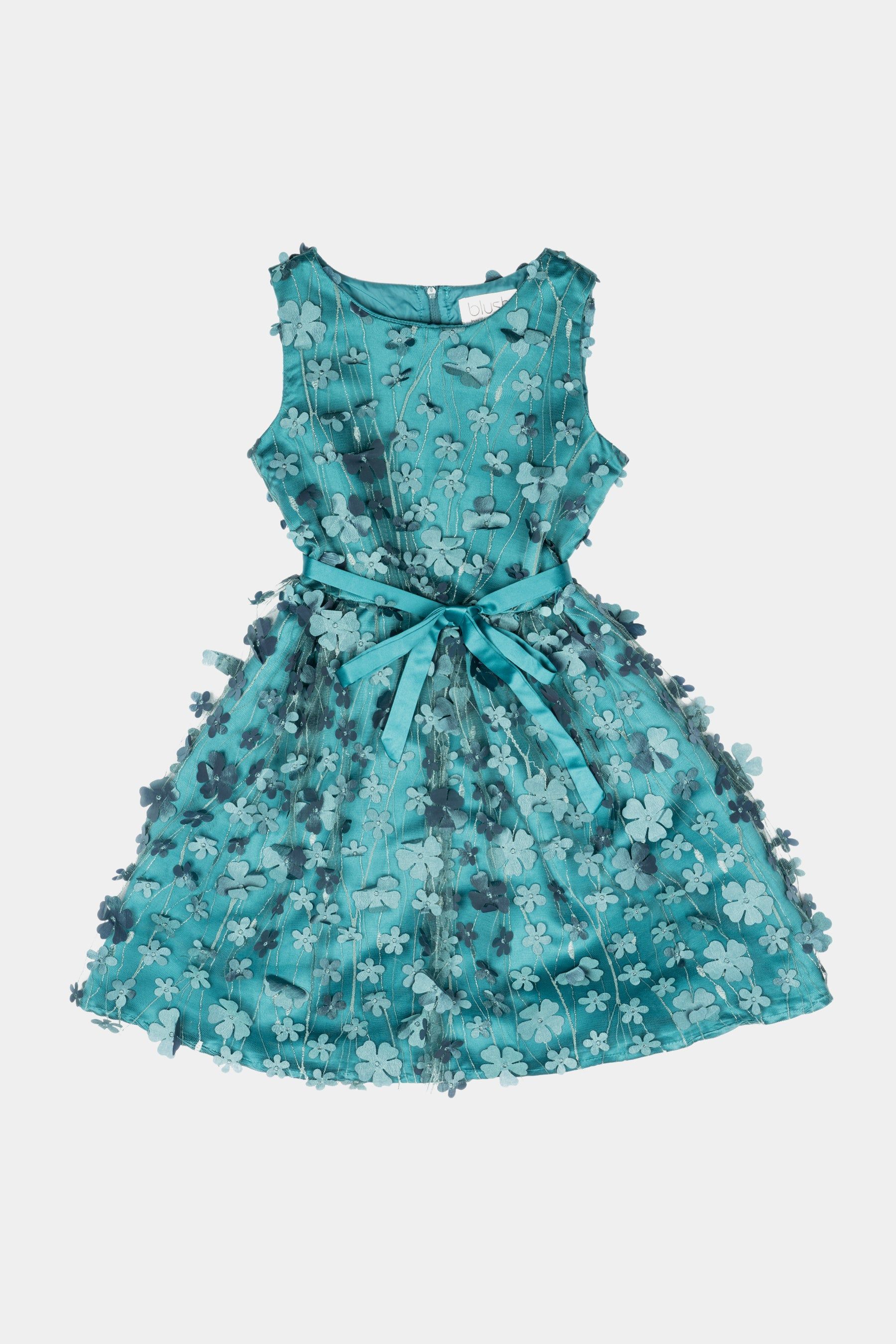 Girls Sleeveless 3D Embroidered Satin Sash Dress sold by Lord & Taylor