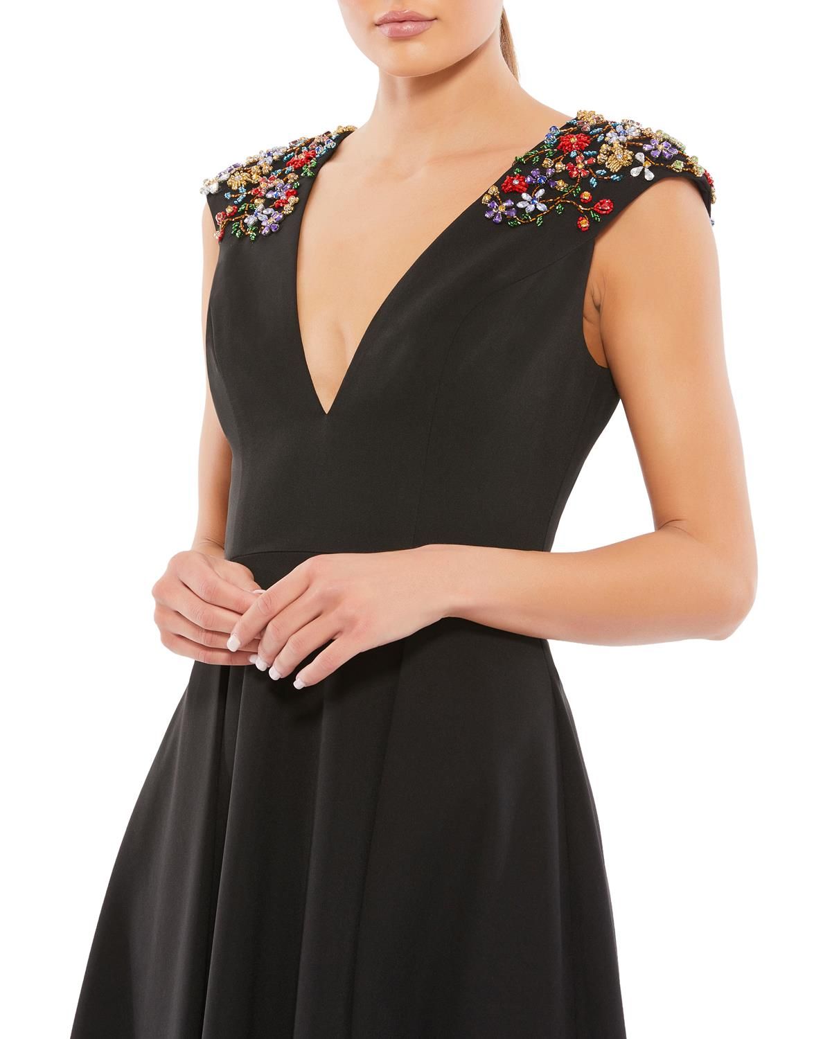 Beaded Cap Sleeve A Line Midi Dress sold by Lord & Taylor product image thumbnail 3