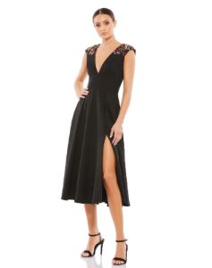 Beaded Cap Sleeve A Line Midi Dress sold by Lord & Taylor