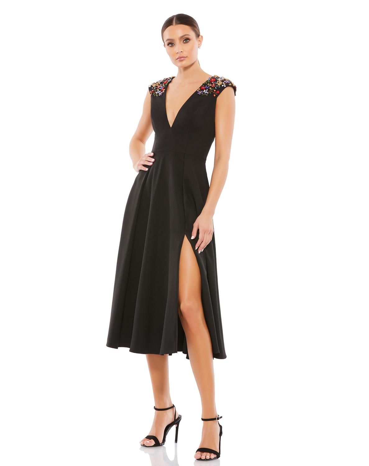 Beaded Cap Sleeve A Line Midi Dress sold by Lord & Taylor