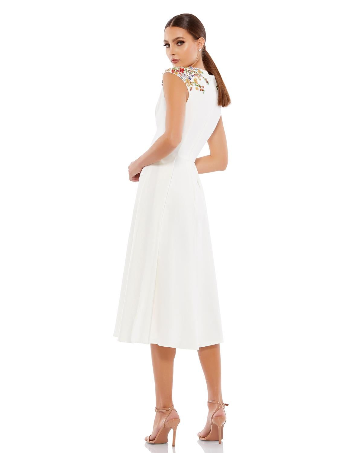 Beaded Cap Sleeve A Line Midi Dress sold by Lord & Taylor product image thumbnail 5