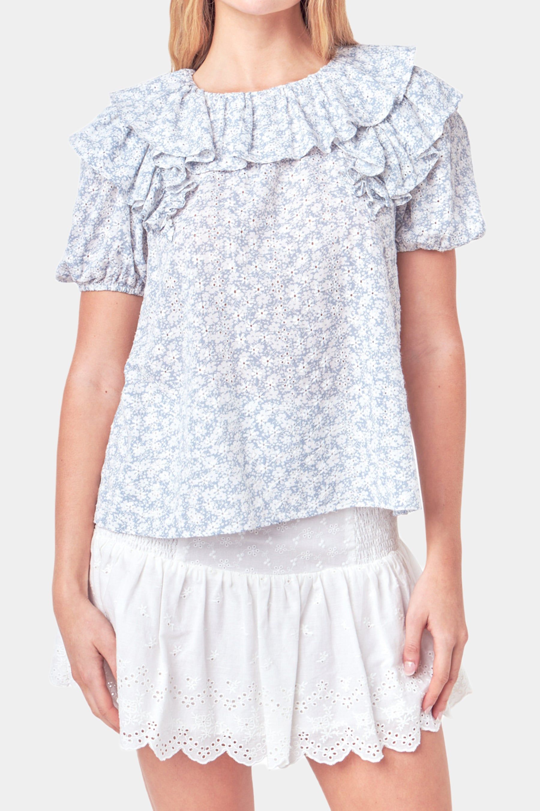 Floral Print Ruffle Top sold by Lord & Taylor product image thumbnail 2