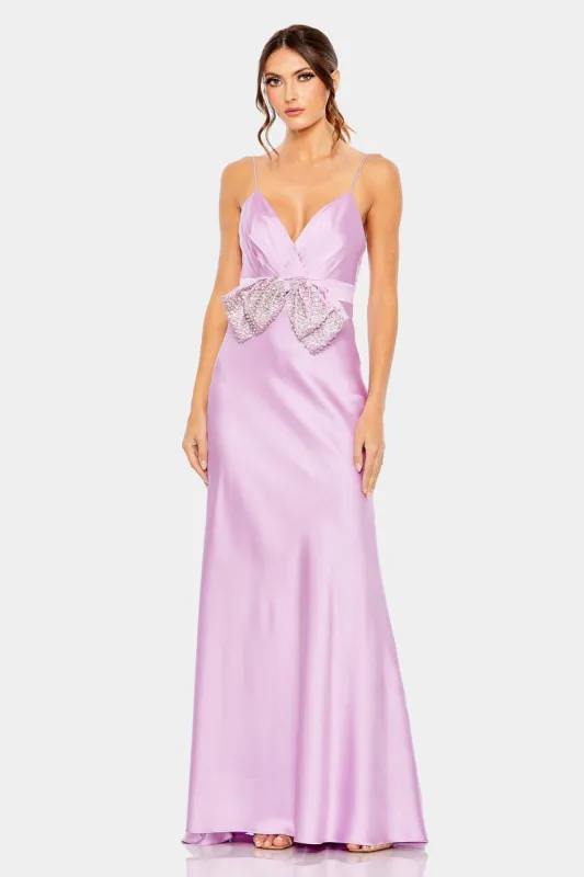 Rhinestone Bow Cami Draped Trumpet Gown sold by Lord & Taylor