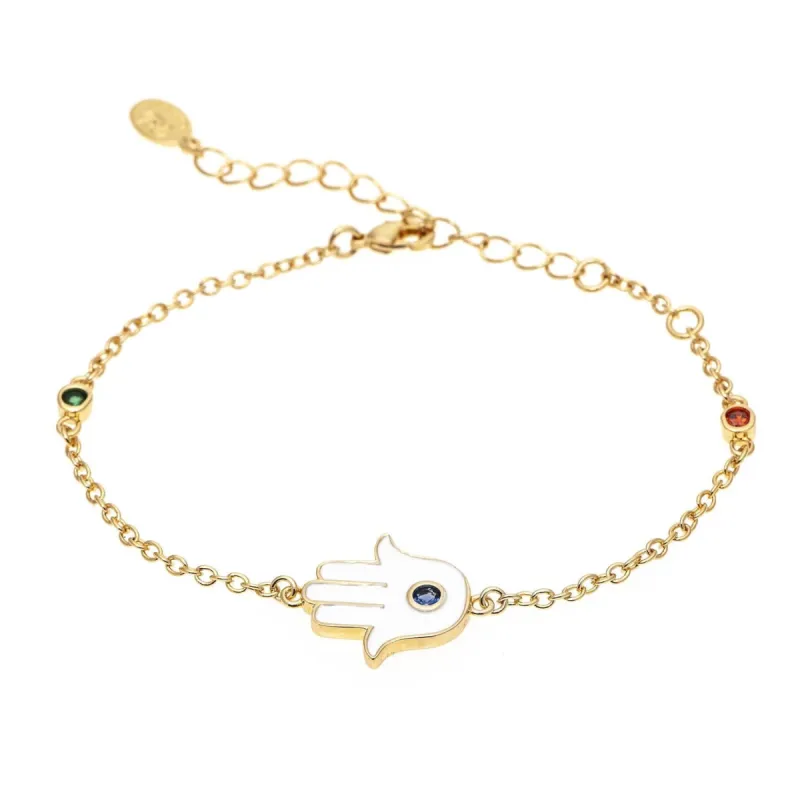 Multi Colored Cubic Zirconia and Enamel Hamsa Bracelet sold by Lord & Taylor