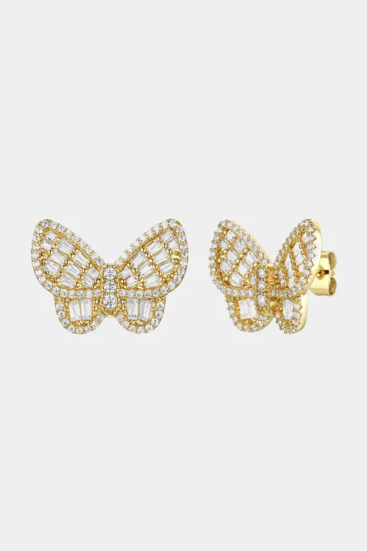 Cubic Zirconia Clusters Butterfly Stud Earrings sold by Lord & Taylor