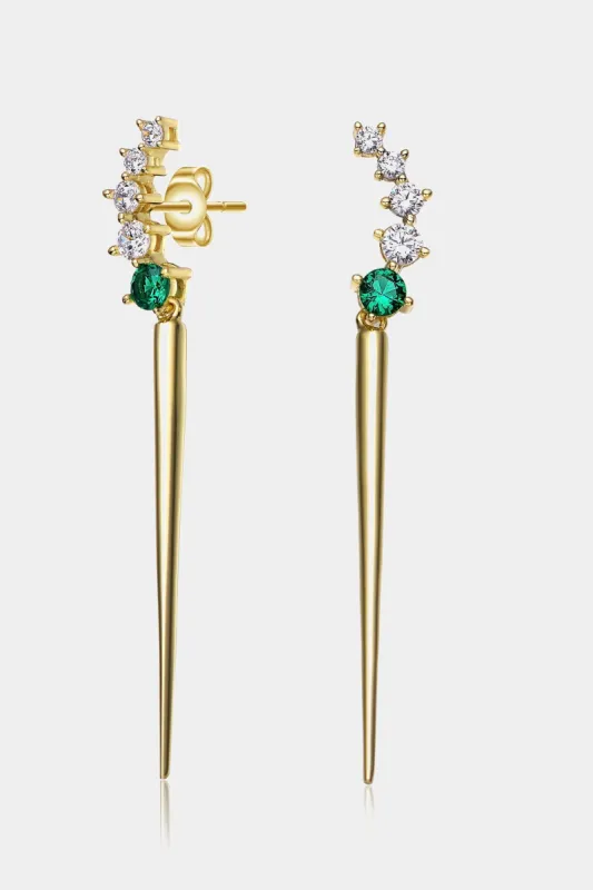 Emerald & CZ Waterfall Spike Dangle Earrings sold by Lord & Taylor